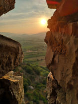 Widok z wieży zamku o zachodzie słońca