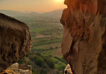 Widok z wieży zamku o zachodzie słońca